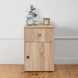NNEDSZ PORTO BEDSIDE TABLE - NATURAL OAK - SLIM - ROUND BLACK