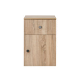 NNEDSZ PORTO BEDSIDE TABLE - NATURAL OAK - SLIM - ROUND BLACK