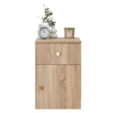 NNEDSZ PORTO BEDSIDE TABLE - NATURAL OAK - SLIM - ROUND BRASS