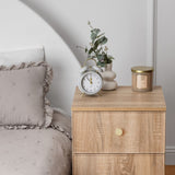 NNEDSZ PORTO BEDSIDE TABLE - NATURAL OAK - SLIM - ROUND BRASS