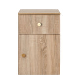 NNEDSZ PORTO BEDSIDE TABLE - NATURAL OAK - SLIM - ROUND BRASS