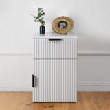 NNEDSZ PORTO BEDSIDE TABLE - WHITE - FLUTED - PULL BLACK