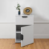 NNEDSZ PORTO BEDSIDE TABLE - WHITE - FLUTED - PULL BLACK