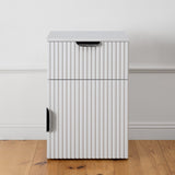 NNEDSZ PORTO BEDSIDE TABLE - WHITE - FLUTED - PULL BLACK