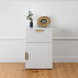 NNEDSZ PORTO BEDSIDE TABLE - WHITE - FLUTED - PULL BRASS