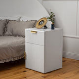 NNEDSZ PORTO BEDSIDE TABLE - WHITE - FLUTED - PULL BRASS