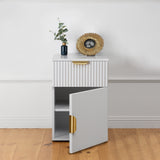 NNEDSZ PORTO BEDSIDE TABLE - WHITE - FLUTED - PULL BRASS