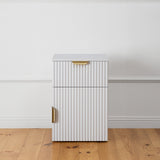 NNEDSZ PORTO BEDSIDE TABLE - WHITE - FLUTED - PULL BRASS