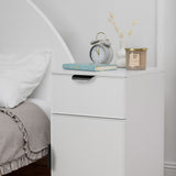 NNEDSZ PORTO BEDSIDE TABLE - WHITE - SLIM - PULL BLACK