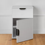 NNEDSZ PORTO BEDSIDE TABLE - WHITE - SLIM - PULL BLACK