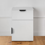 NNEDSZ PORTO BEDSIDE TABLE - WHITE - SLIM - PULL BLACK