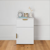 NNEDSZ PORTO BEDSIDE TABLE - WHITE - SLIM - PULL BRASS