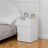 NNEDSZ PORTO BEDSIDE TABLE - WHITE - SLIM - PULL BRASS