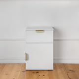 NNEDSZ PORTO BEDSIDE TABLE - WHITE - SLIM - PULL BRASS
