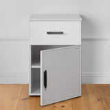 NNEDSZ PORTO BEDSIDE TABLE - WHITE - SLIM - OVAL BLACK