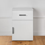 NNEDSZ PORTO BEDSIDE TABLE - WHITE - SLIM - OVAL BLACK