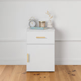 NNEDSZ PORTO BEDSIDE TABLE - WHITE - SLIM - OVAL BRASS
