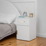 NNEDSZ PORTO BEDSIDE TABLE - WHITE - SLIM - OVAL BRASS