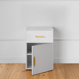 NNEDSZ PORTO BEDSIDE TABLE - WHITE - SLIM - OVAL BRASS