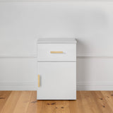 NNEDSZ PORTO BEDSIDE TABLE - WHITE - SLIM - OVAL BRASS