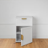 NNEDSZ PORTO BEDSIDE TABLE - WHITE - HAMPTONS - PULL BRASS