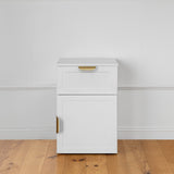 NNEDSZ PORTO BEDSIDE TABLE - WHITE - HAMPTONS - PULL BRASS