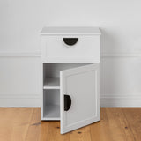 NNEDSZ PORTO BEDSIDE TABLE - WHITE - HAMPTONS - HALF MOON BLACK