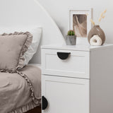 NNEDSZ PORTO BEDSIDE TABLE - WHITE - HAMPTONS - HALF MOON BLACK