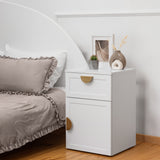 NNEDSZ PORTO BEDSIDE TABLE - WHITE - HAMPTONS - HALF MOON BRASS