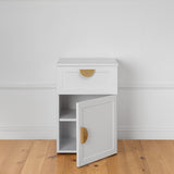 NNEDSZ PORTO BEDSIDE TABLE - WHITE - HAMPTONS - HALF MOON BRASS