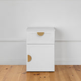 NNEDSZ PORTO BEDSIDE TABLE - WHITE - HAMPTONS - HALF MOON BRASS