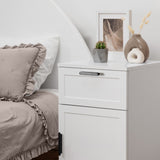 NNEDSZ PORTO BEDSIDE TABLE - WHITE - HAMPTONS - OVAL BLACK