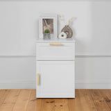 NNEDSZ PORTO BEDSIDE TABLE - WHITE - HAMPTONS - OVAL BRASS