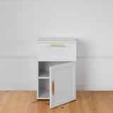 NNEDSZ PORTO BEDSIDE TABLE - WHITE - HAMPTONS - OVAL BRASS