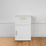 NNEDSZ PORTO BEDSIDE TABLE - WHITE - HAMPTONS - OVAL BRASS
