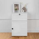 NNEDSZ PORTO BEDSIDE TABLE - WHITE - HAMPTONS - ROUND BLACK