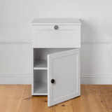 NNEDSZ PORTO BEDSIDE TABLE - WHITE - HAMPTONS - ROUND BLACK