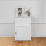 NNEDSZ PORTO BEDSIDE TABLE - WHITE - HAMPTONS - ROUND BRASS