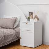 NNEDSZ PORTO BEDSIDE TABLE - WHITE - HAMPTONS - ROUND BRASS