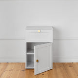 NNEDSZ PORTO BEDSIDE TABLE - WHITE - HAMPTONS - ROUND BRASS