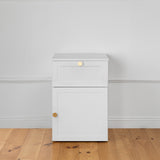 NNEDSZ PORTO BEDSIDE TABLE - WHITE - HAMPTONS - ROUND BRASS