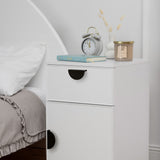 NNEDSZ PORTO BEDSIDE TABLE - WHITE - SLIM - HALF MOON BLACK