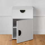 NNEDSZ PORTO BEDSIDE TABLE - WHITE - SLIM - HALF MOON BLACK