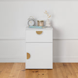 NNEDSZ PORTO BEDSIDE TABLE - WHITE - SLIM - HALF MOON BRASS