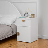 NNEDSZ PORTO BEDSIDE TABLE - WHITE - SLIM - HALF MOON BRASS