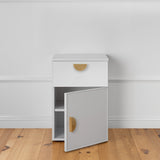 NNEDSZ PORTO BEDSIDE TABLE - WHITE - SLIM - HALF MOON BRASS
