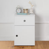 NNEDSZ PORTO BEDSIDE TABLE - WHITE - SLIM - ROUND BLACK