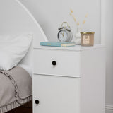 NNEDSZ PORTO BEDSIDE TABLE - WHITE - SLIM - ROUND BLACK