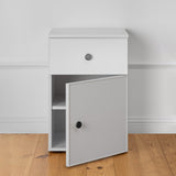NNEDSZ PORTO BEDSIDE TABLE - WHITE - SLIM - ROUND BLACK
