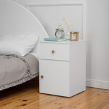 NNEDSZ PORTO BEDSIDE TABLE - WHITE - SLIM - ROUND BRASS